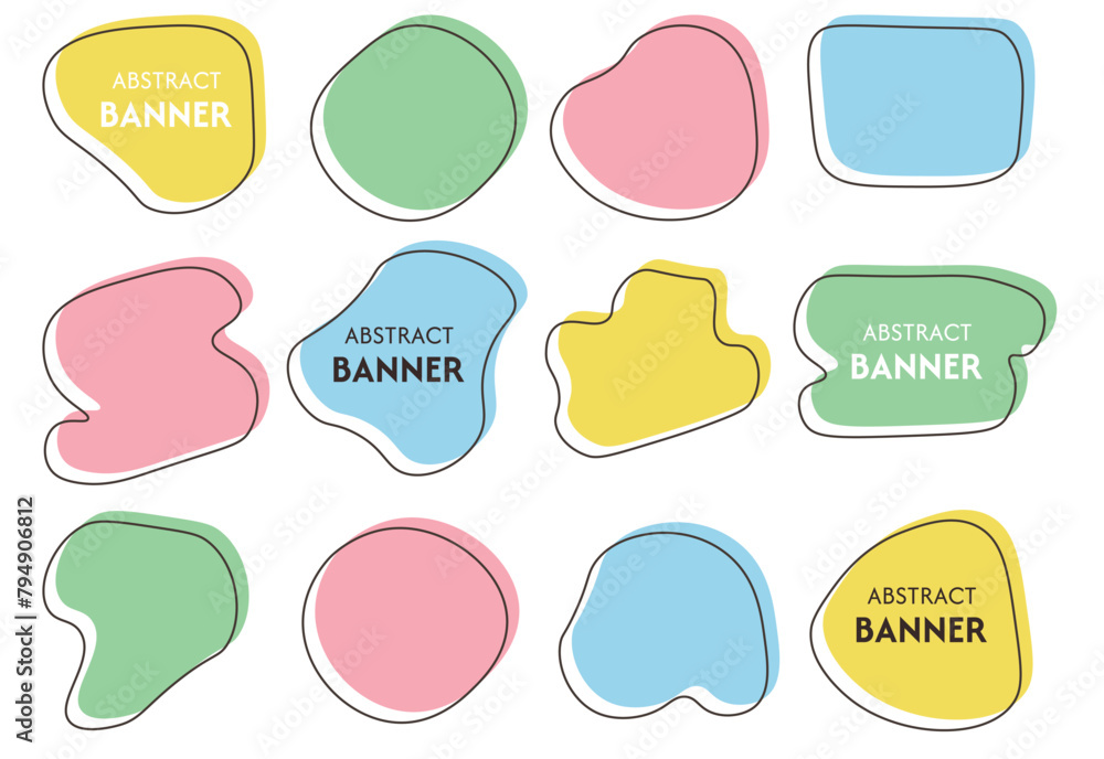 Poster a set of stylish abstract banners color blocks of rounded shapes with a gradient for business, prese