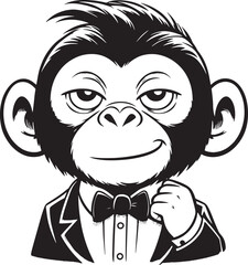 chimpanzee with tuxedo coloring vector