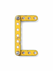 Aged yellow constructor font Letter C 3D