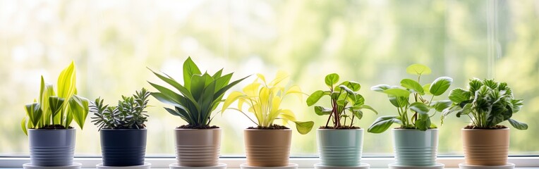 Fototapeta premium Indoor Jungle: Cozy Potted Houseplants on Marble