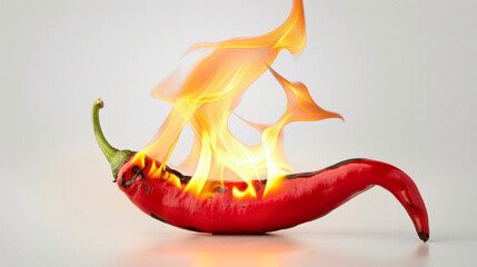 Fiery Red Chili Pepper on White