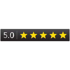 Black 5 stars rating icon, simple graphic classify premium quality review flat design interface illustration elements for app ui ux web banner button vector isolated on white background	