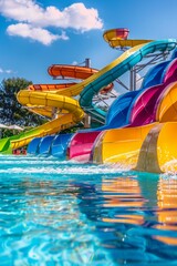 Waterpark slides panorama vibrant colors