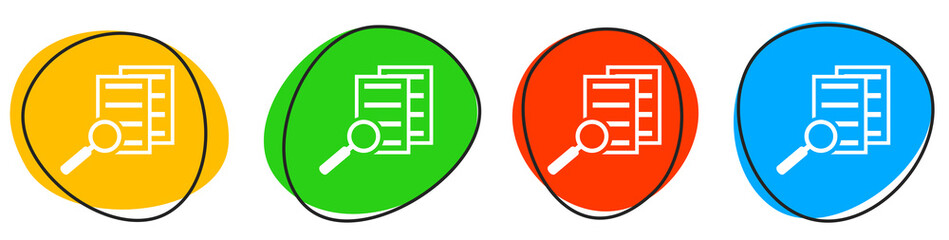 4 bunte Icons: Dokumente durchsuchen - Button Banner