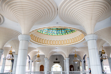 interior of Jame' Asr Hassanil Bolkiah Mosque in Brunei Darussalam on Borneo in Southeast Asia