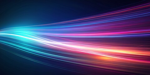 Abstract fast moving stripe lines with glowing light. High speed motion blur background. AI Generative