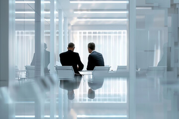 business men at work, in modern white office