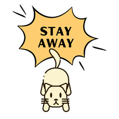 Angry Cat Minimal Design With Text "Stay Away" print On Demand. 
