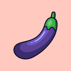 Vector illustration Eggplant. Vector design Eggplant Vegetable. Eggplant Vector Cartoon design illustration and icon for website, digital and print