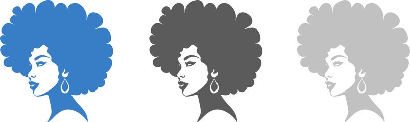 Afro hair woman silhouette. Vector template eps10 design.