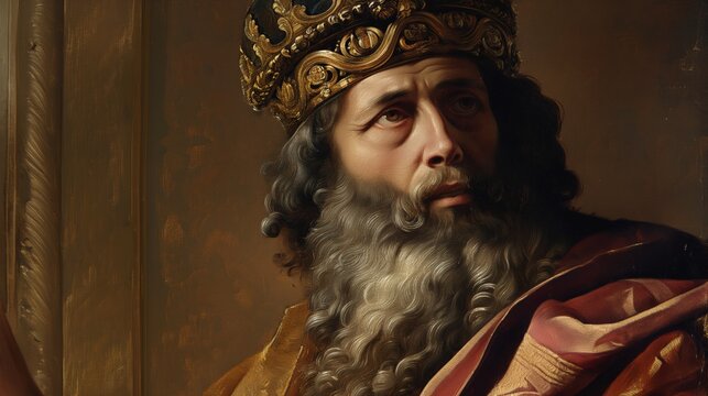 Portrait of old Herod the Great Jewish king with crown oil painting monarch in bible