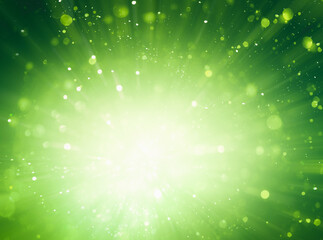 abstract empty green background with flash and flying particles. festive background