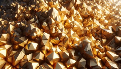 Golden facets: luxurious polyhedral tapestry in 3d