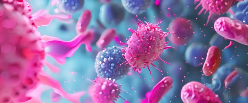 Immune cells swarming to defend against bacterial invasion