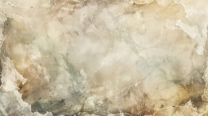 Cream marble stone texture on old brown and beige paper background with antique grunge border and...