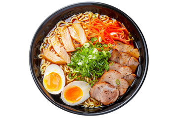 Top View of Ramen on Transparent Background