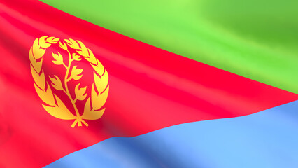 3D render - Eritrea flag fluttering in the wind