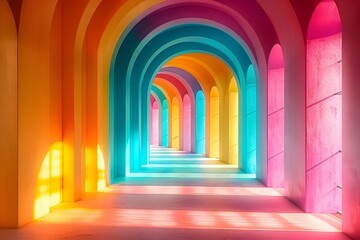Mesmerizing Colorful Architectural Archway - Vibrant and Visually Striking Backdrop for Creative Designs and Visuals