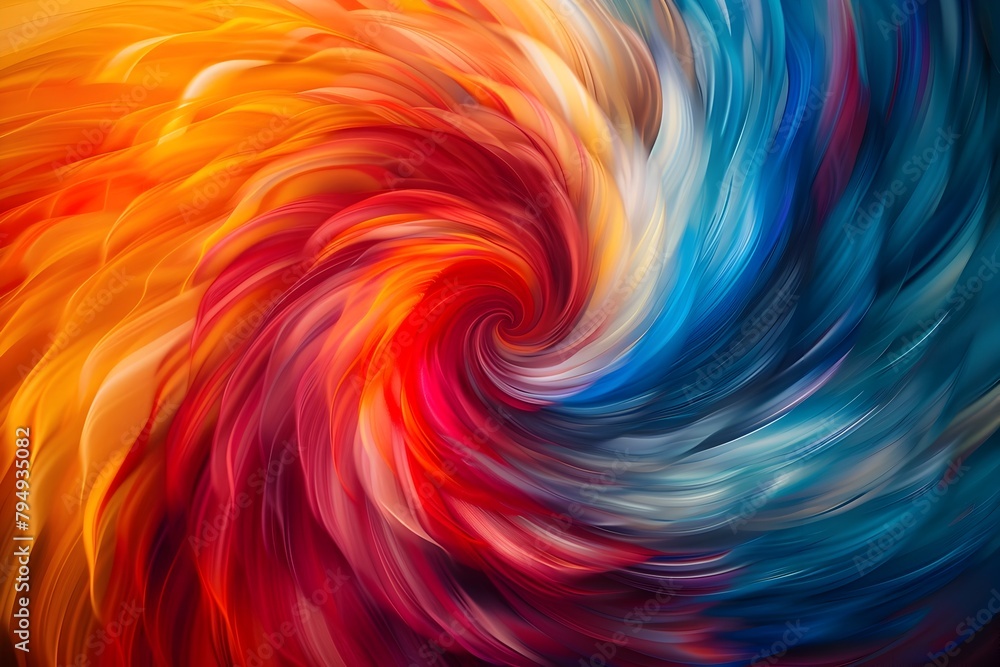 Poster captivating vortex of vibrant colors in dynamic motion:striking abstract imagery depicting swirling 