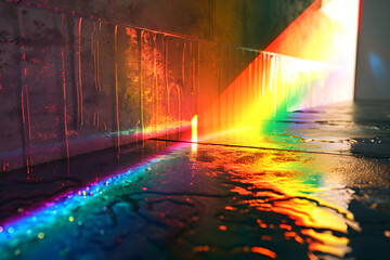 Conceptual Illustration of Light Refraction via Prism - Demonstrating Science Through Art - obrazy, fototapety, plakaty