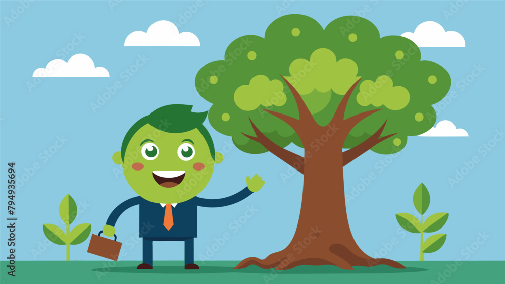 Poster a tree with a wise knowing smile on its face showing the joy and satisfaction that comes from sharin