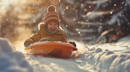 The child enjoys the joys of winter.