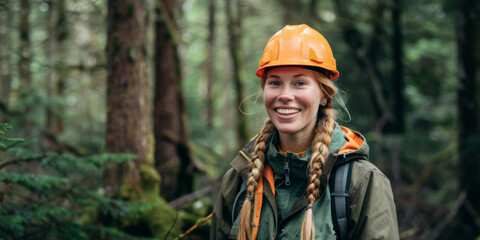 Obraz premium Professional portrait - Forestry Technician in the forest