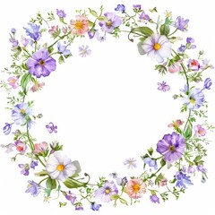 Obraz na płótnie Canvas Pastel Floral Wreath with Meadow Frame