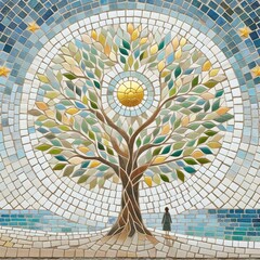 美しい生命の木のモザイクタイルアート
