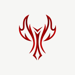 Minimalist Tribal Flame Logo Vector Illustration
