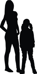 Silhouette of mother and daughter illustration