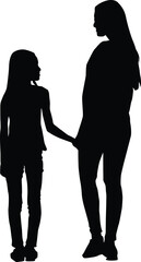 Silhouette of mother and daughter illustration