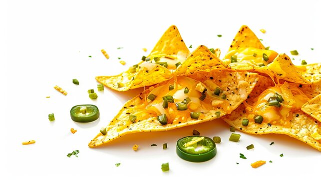 Nachos with jalapenos and cheese.