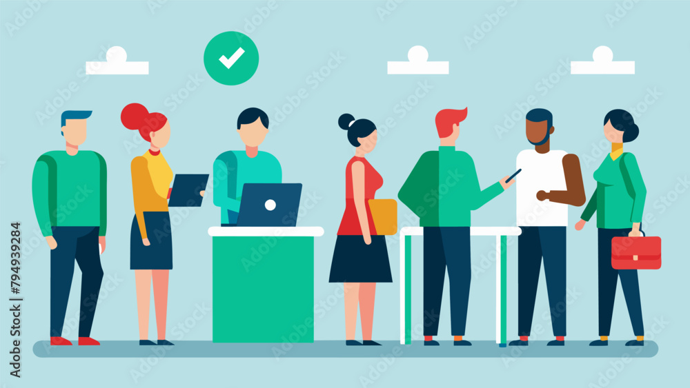 Poster a line of people waiting at the customer service desk to return items they can no longer afford due 