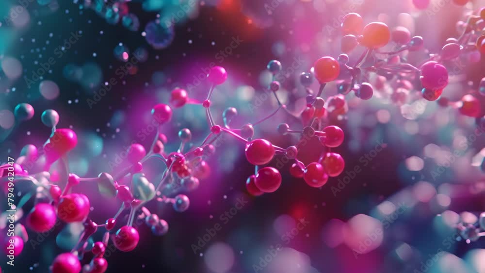 Aufkleber a colorful image of a strand of molecules with a blue background. concept of complexity and scientif