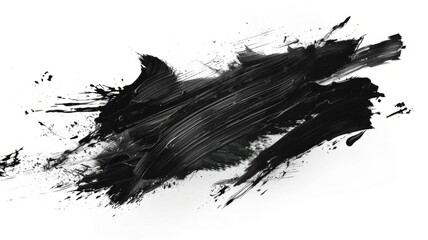 Black abstract brushstroke on white background - Minimalistic elegance is captured in this image featuring bold black abstract brushstrokes on a stark white background