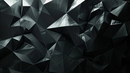 Monochromatic geometric black polygon background - Sleek modern background with a monochromatic design of black geometric polygons creating a 3D illusion