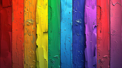 Vibrant Rainbow-Colored Wooden Planks Symbolizing LGBT Pride