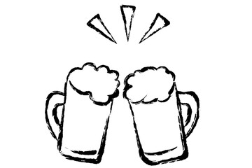 シンプルな筆タッチのビールジョッキのイラスト