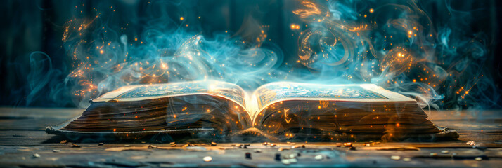 Mystic Flames Dancing on an Antique Book's Pages