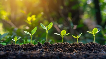 Stages of Plant Growth in Sunlit Soil