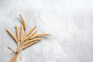 Wheat crops bouquet. Happy Shavuot. - obrazy, fototapety, plakaty