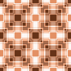 Checkered squares plaid seamless pattern brown beige colors background - 794946424