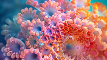 Fototapeta na wymiar vibrant marine life scene depicting colorful coral reef organisms in a surreal underwater display
