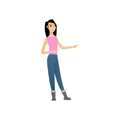 pose of woman in pink t-shirt fashion
