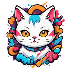 cats kawaii logo Graffiti abstract modern art for t-shirt and sticker