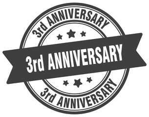 3rd anniversary stamp. 3rd anniversary label on transparent background. round sign