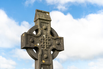 Irish Celtic cross with relief ornament