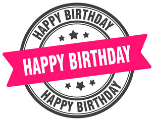 happy birthday stamp. happy birthday label on transparent background. round sign