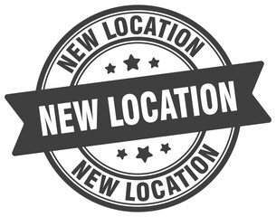 new location stamp. new location label on transparent background. round sign